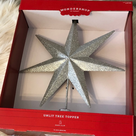 NIB Wondershop Silver Glitter Unlit Tree Topper - Picture 3 of 4